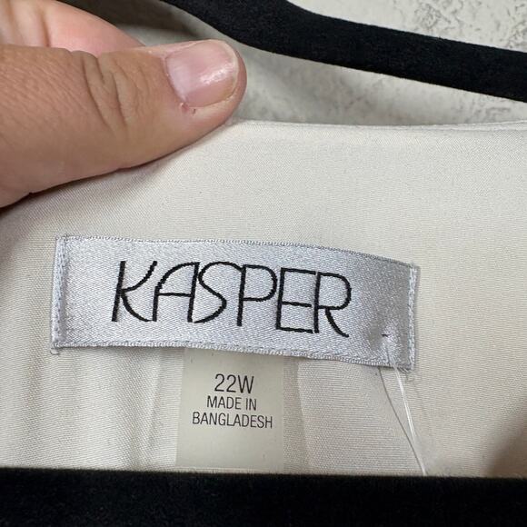Kasper Plus 22W Pencil Sheath Dress White Parchment Black Hourglass Sleeveless - Picture 6 of 9